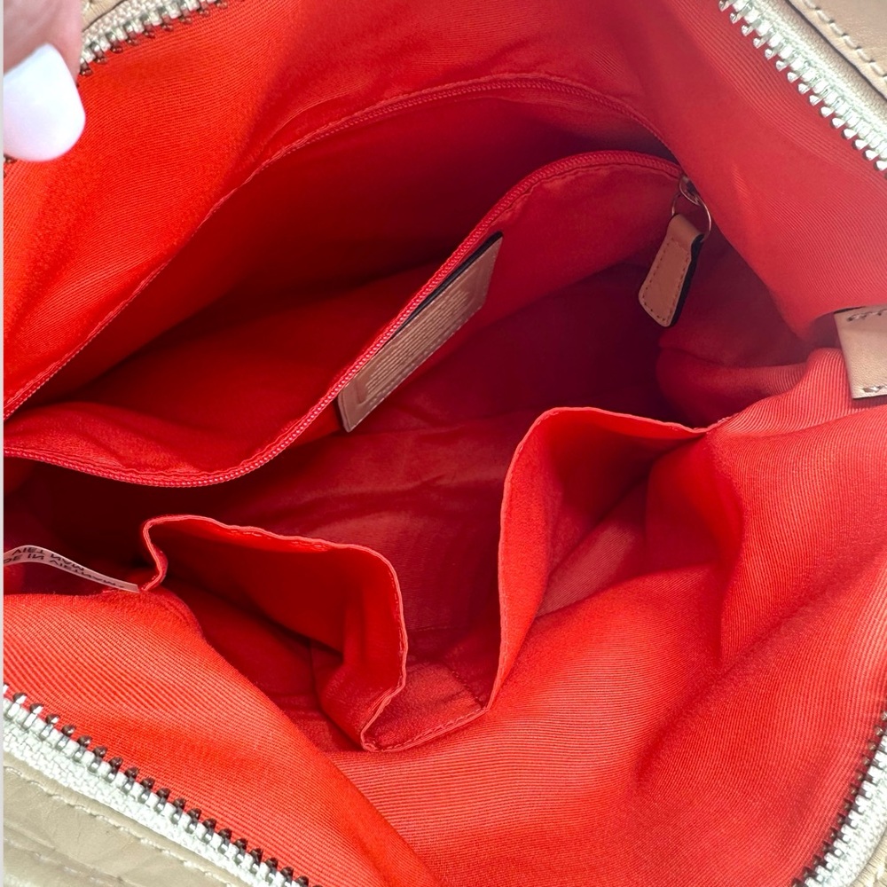 Coach Signature Varsity Stripe Medium Tote Bag – Khaki/Red – Style F27024 - Picture 13 of 16